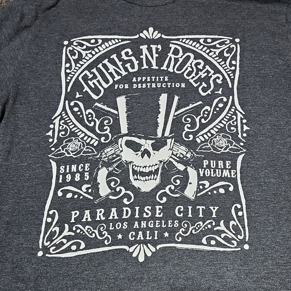 GUNS N' ROSES APPETITE FOR DESTRUCTION PARADISE CITY ALBUM GRAY TEE-SHIR…